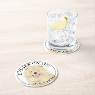 Personalisiert Chow Chow Chow Dog Hochzeit Runder Pappuntersetzer