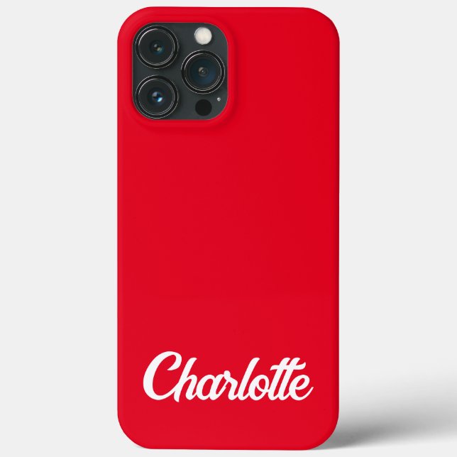 Personalisiert Classic Elegant Monogram Red iPhone Case-Mate iPhone Hülle (Rückseite)