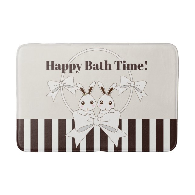 Personalisiert Classic Modern Strip Niedlich Twin  Badematte (Vorderseite)