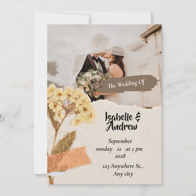 Personalisiert Classic Modernes Foto für Hochzeite Save The Date (Vorderseite)