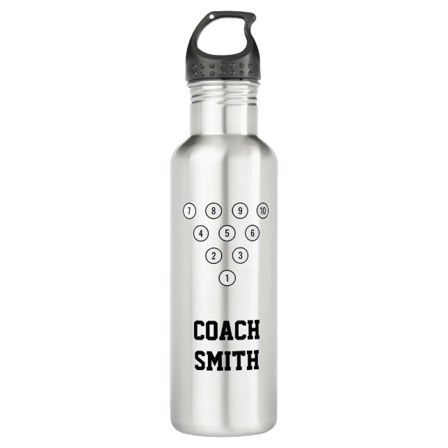 Personalisiert Coach 10-Button Bowling Button Rack Edelstahlflasche (Vorderseite)