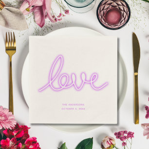 Personalisiert Cocktail Napkins Neon Liebe Lila Serviette