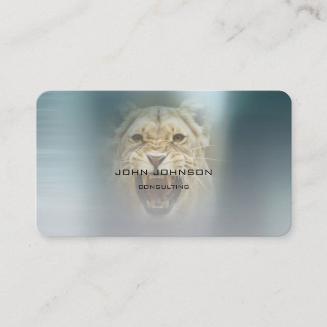 Personalisiert Consulting Lion Blue Metallic Steel Visitenkarte (Vorderseite)