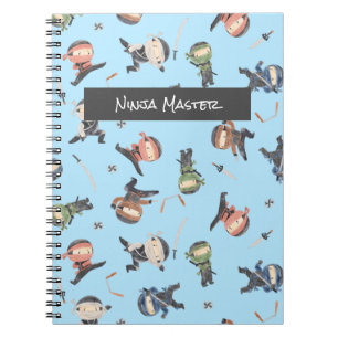 Personalisiert Coole Ninja Muster Green Blue Orang Notizblock