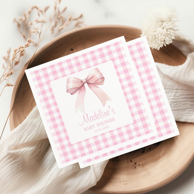 Personalisiert Coquette Pink Bow Baby Shower Girl Serviette (Von Creator hochgeladen)