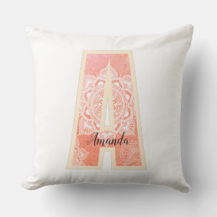 Personalisiert Coral mandala Monogramm A Kissen