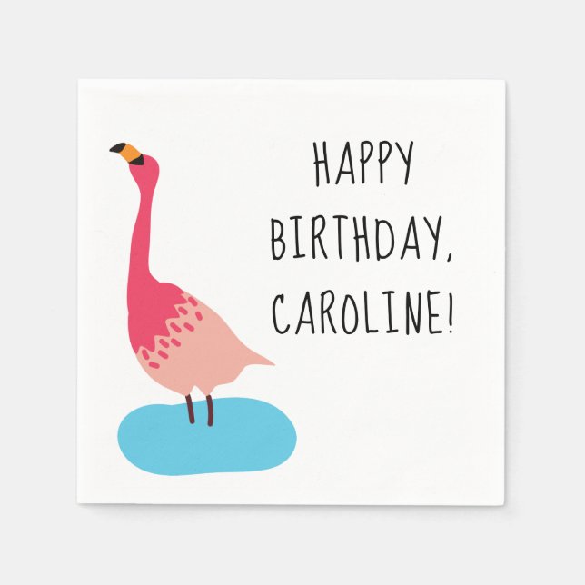 Personalisiert Coral Pink Flamingo Party Serviette (Vorderseite)