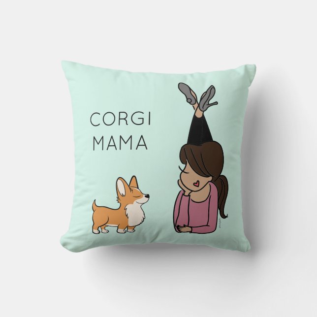 Personalisiert Corgi Mama Throw Kissen (Vorderseite)