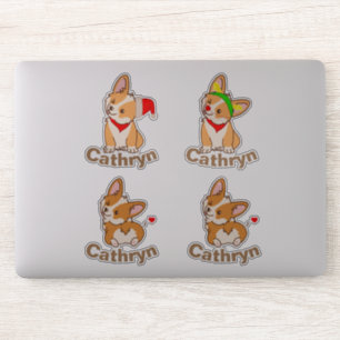 Personalisiert Corgi Set Aufkleber