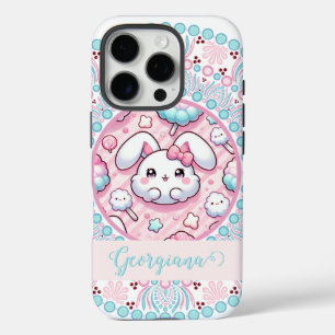 Personalisiert Cotton Candy Kawaii Bunny Dot Manda iPhone 16 Pro Hülle