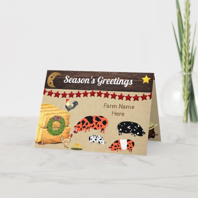 Personalisiert - Country Christmas KuneKune Pig Fa Karte (Vorderseite)