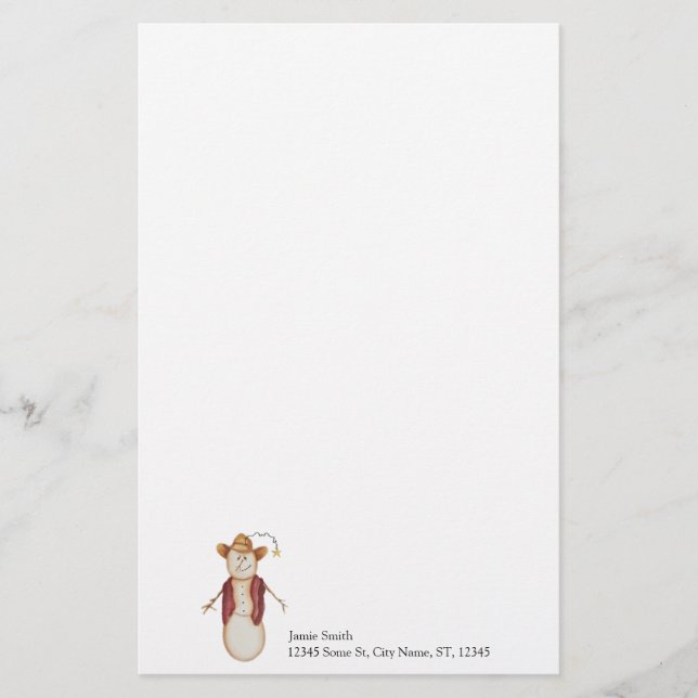Personalisiert Cowboy Snowman Weihnachten Briefpapier (Vorderseite)