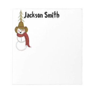 Personalisiert Cowboy Snowman Weihnachten Notizblock