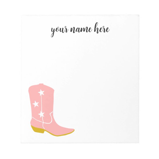 Personalisiert Cowboy Stiefel Notepad Notizblock (Vorderseite)