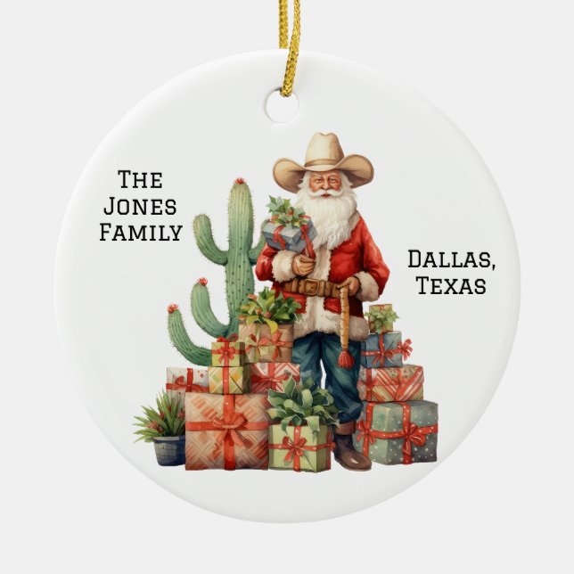 Personalisiert Cowboy Western Weihnachten Keramik Ornament (Vorne)