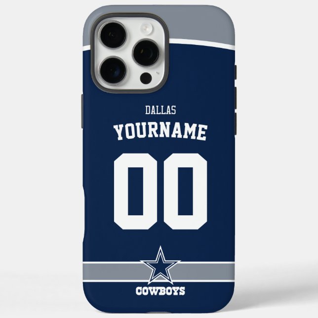 Personalisiert Cowboys Jersey American Football iPhone 16 Pro Max Hülle (Rückseite)