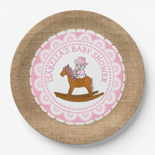 Personalisiert Cowgirl Babydusche Papier Teller
