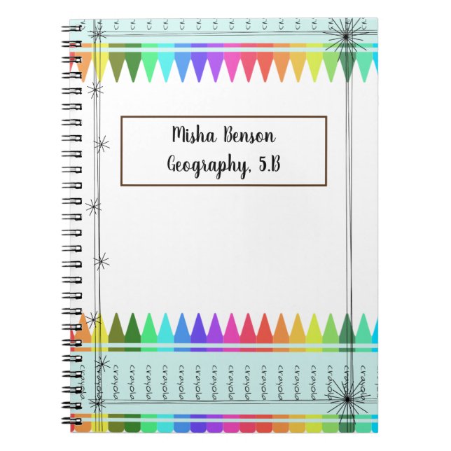 Personalisiert Crayons Multicolored School Noteboo Notizblock (Vorderseite)