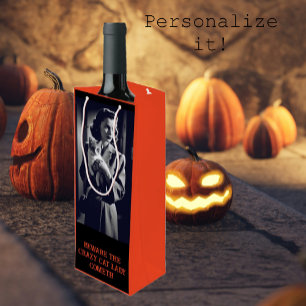 Personalisiert Crazy Cat Lady Halloween Geschenktüte Für Weinflaschen
