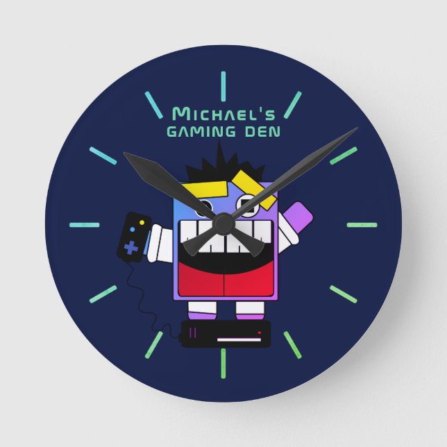 Personalisiert Crazy Gamer GAMING DEN Gamers Runde Wanduhr (Vorderseite)