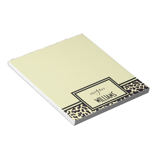 Personalisiert Cream Leopard Notepad Notizblock (angewinkelt)