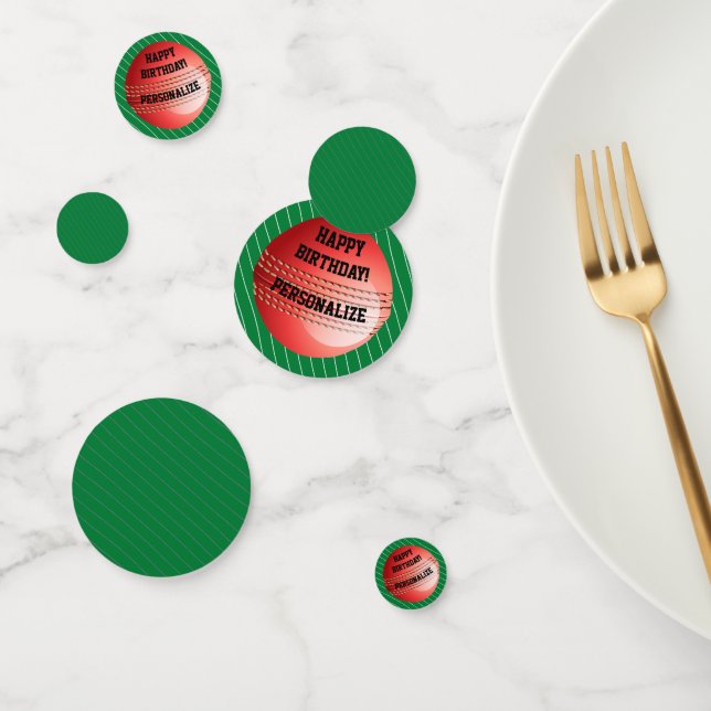 Personalisiert Cricket Ball Happy Birthday Confett Konfetti (Gruppe)