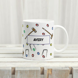 Personalisiert Croquet Mallets Hand-Illustriert Bo Kaffeetasse