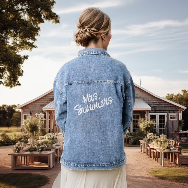 Personalisiert Custom Bride Mrs. Name Script Jeansjacke (Von Creator hochgeladen)