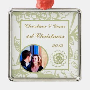 Personalisiert Custom Green Gerbery Daisy Blume Li Silbernes Ornament