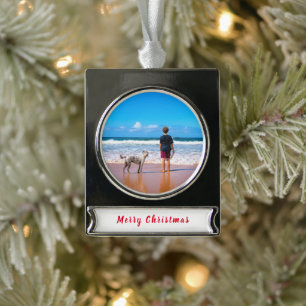 Personalisiert Custom Ihr Foto Weihnachtsschmuck Banner-Ornament Silber