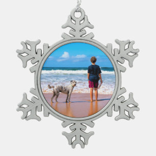 Personalisiert Custom Ihr Foto Weihnachtsschmuck Schneeflocken Zinn-Ornament