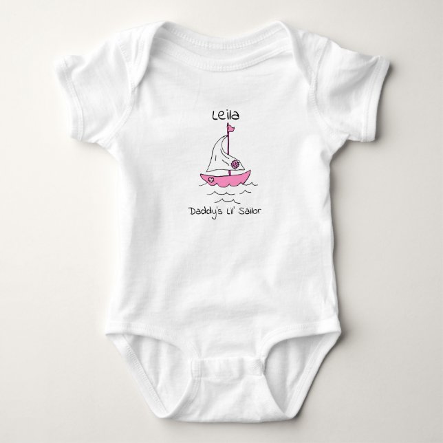 Personalisiert Daddy's First Mate Sailboat Baby Gi Strampler (Vorderseite)