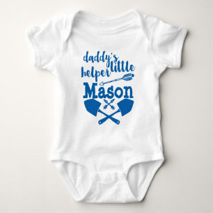 Personalisiert Daddy's Little Helper Blue und Gray Baby Strampler