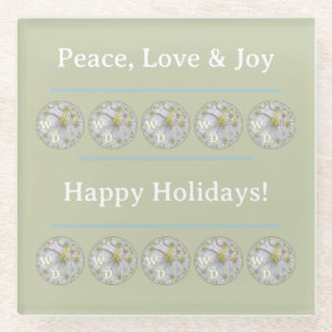 Personalisiert Daisy Floral Art Green Blue Holiday Glasuntersetzer