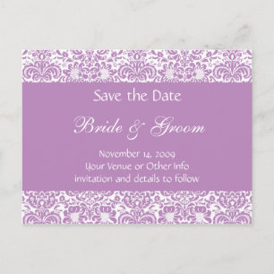 Personalisiert Damask Save the Date Ankündigungspostkarte