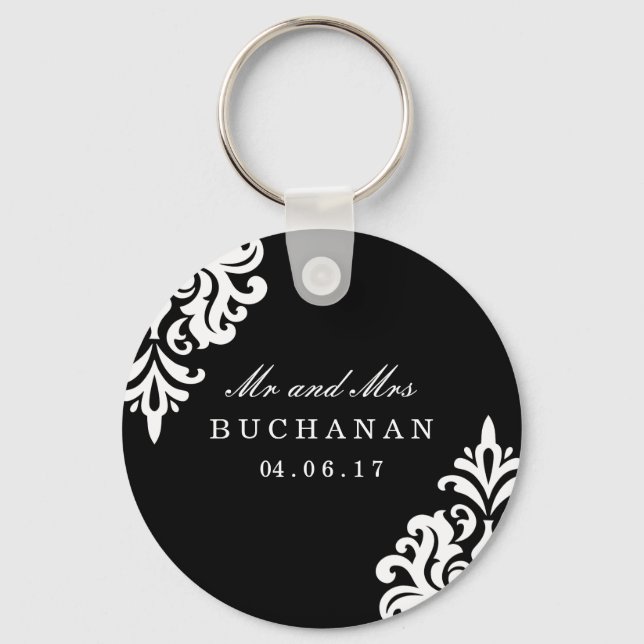 Personalisiert Damask Wedding Keepake Schlüsselanh Schlüsselanhänger (Vorderseite)