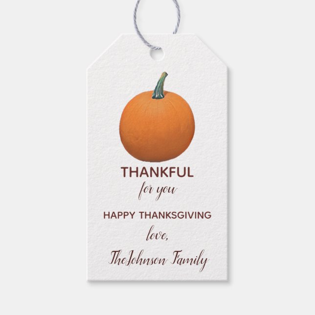 Personalisiert-dankbarer Pumpkin-Erntedank Geschenkanhänger (Vorderseite)