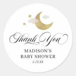 Personalisiert Danke, Baby Shower Moon & Stars Runder Aufkleber