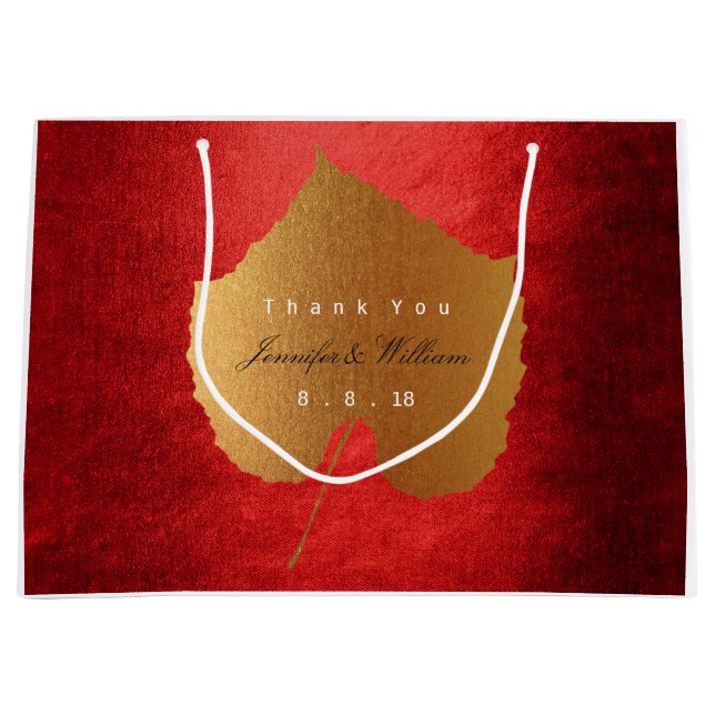 Personalisiert Danke, dass Sie Fall Gold Verlassen Große Geschenktüte (Vorderseite)