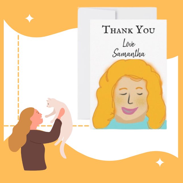 Personalisiert Danke, Girl's Red Portrait Name Dankeskarte (Von Creator hochgeladen)