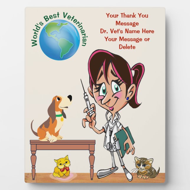 Personalisiert danke Ihnen Geschenke für Veterinär Fotoplatte (Vorderseite)