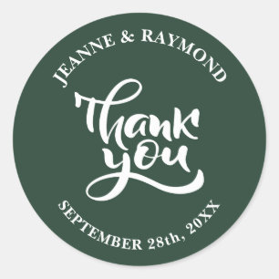 Personalisiert Danke, Sage Green Gastgeschenk Hoch Runder Aufkleber