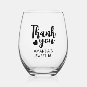 Personalisiert Danke, Sweet 16 Gastgeschenke Weinglas Ohne Stiel