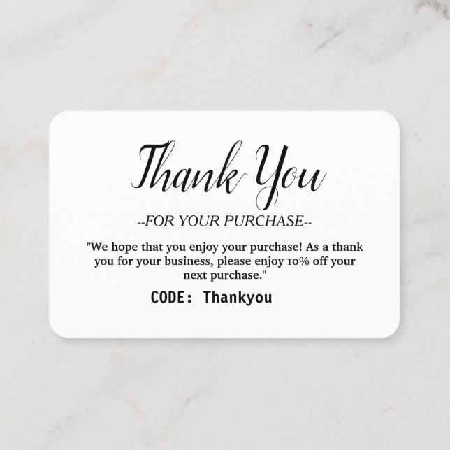 Personalisiert Dankeschön Karte mit Code bestellen (Rückseite)