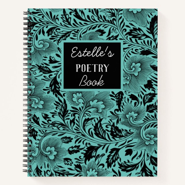 Personalisiert Dark Moody Floral Poetry Notizbuch (Vorderseite)