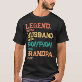 Personalisiert Dates Legend Husband Pawpaw Opa T-Shirt