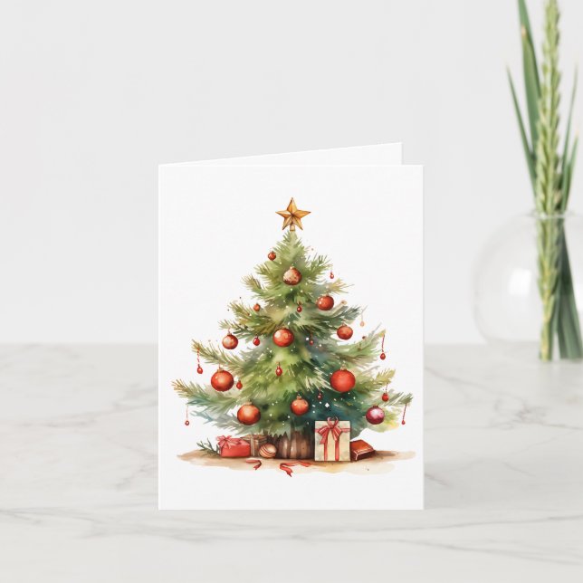 Personalisiert dekorierter Weihnachtsbaum Karte (Vorderseite)
