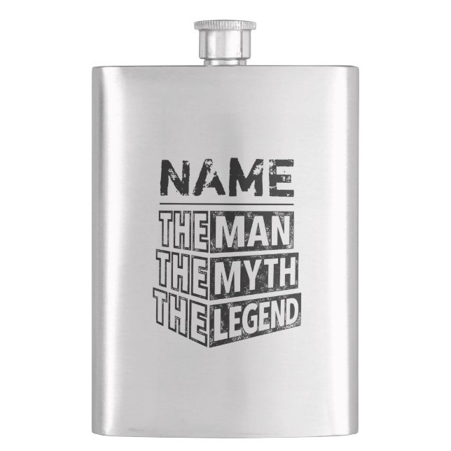 Personalisiert den Mann, den Mythos, die Legende Flachmann (Vorderseite)
