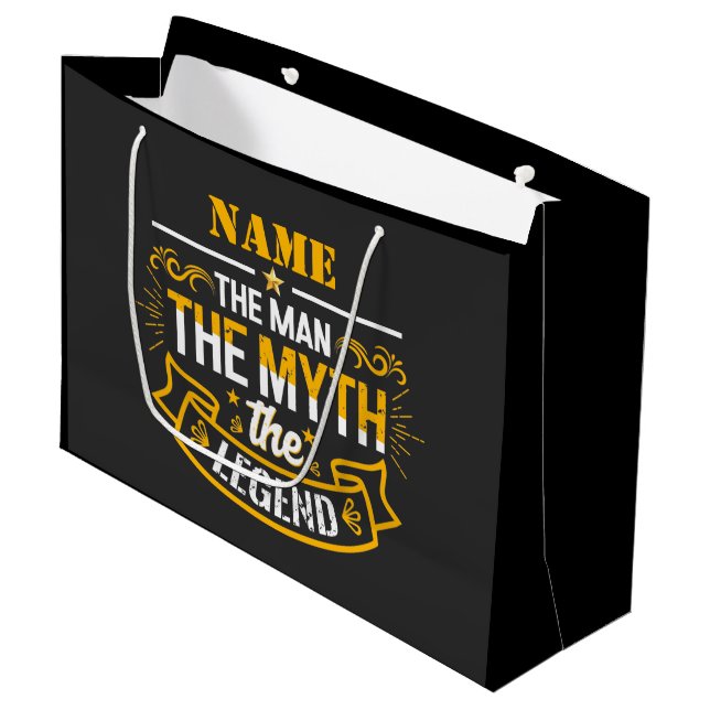 Personalisiert den Mann, den Mythos, die Legende Große Geschenktüte (Vorderseite Schrägansicht)
