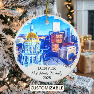 Personalisiert Denver-Ornament, Colorado-Geschenk Keramik Ornament